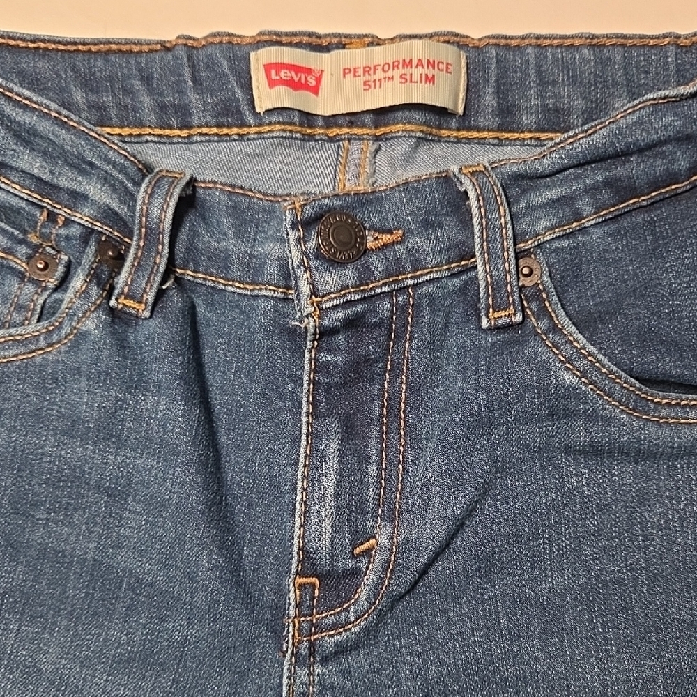 Levis 511 Slim Boys Blue Jeans Size 14reg Adjustable Waist 27 Length 29 - Picture 3 of 10